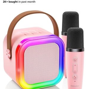 Lucky Brand Pink Kids Karaoke Machine with Microphones. New Never Used.